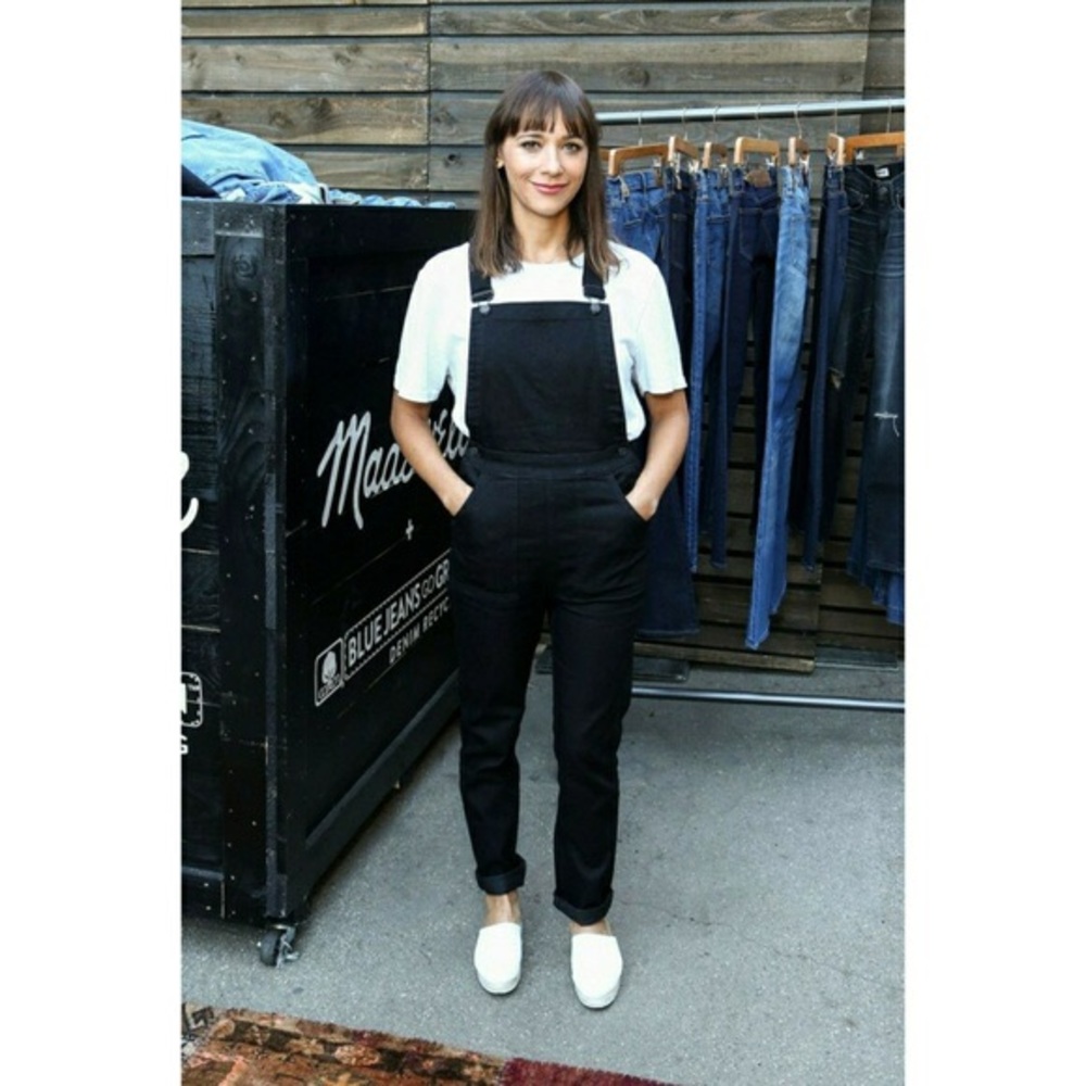 Madewell Black Cross Back Overalls